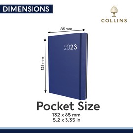 Collins Legacy Pocket Week To View 2023 Diary - Blue (CL73.60-23) - Complete Planner, Agenda and Journal with Soft Touch Cover