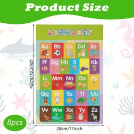8 Pcs Educational Posters,Preschool Learning Posters with 40 Glue Point Dots,Alphabet Poster for Preschoolers,Poster with Numbers,Months,Colors and More for Classroom Homeschool Supplies(16.5 x 11 In)
