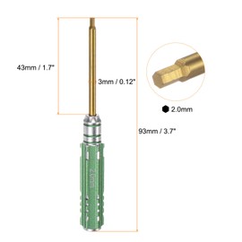 sourcing map RC Hex Screwdriver 2mm Mini Titanium Hexagon Screwdrivers Wrench RC Hex Driver Repair Tool for RC Models Car Helicopter Boat, Green