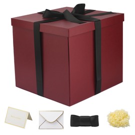 YINUOYOUJIA Large Gift Box 12x12x10 Inches,Burgundy Gift Boxes for presents,Birthday Gift Box,Present box Gift Box Packaging for Valentine's Day,Mother's Day,Christmas,Anniversaries…