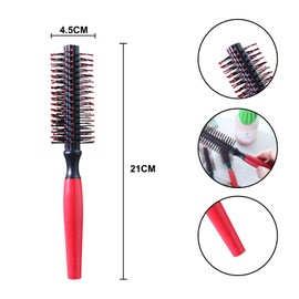 Miaija 2Pieces Quiff Roller Comb Red Mens Round Hair Styling Brush Prevent Pulling Hair Tool for Adult Volumising Hair Styling