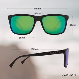 Kaenon Unisex Venice Polarized Sunglasses, Matte Black - Gun - Green, One Size