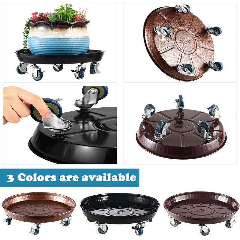 3 Packs 18” Metal Plant Caddy with Wheels Extra-large Rolling