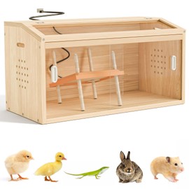 Kinchoix Brooder Box for Chicks Wooden Chick Brooder with Heat Lamp Large Brooder Plate for Baby Chicks, Ducks, Quails Birds