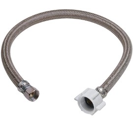 EZ-Fluid 16“ Toilet Water Supply Line Connector, Braided Stainless Steel - 3/8“ Female Compression Thread x 7/8” Female Ballcock Thread 16-Inch Toilet Water Connectors Hose (1-PACK)