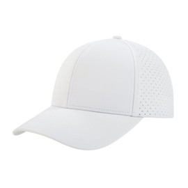 BOTVELA Men Baseball Cap Laser Cut Mesh Snapback Hat (White)
