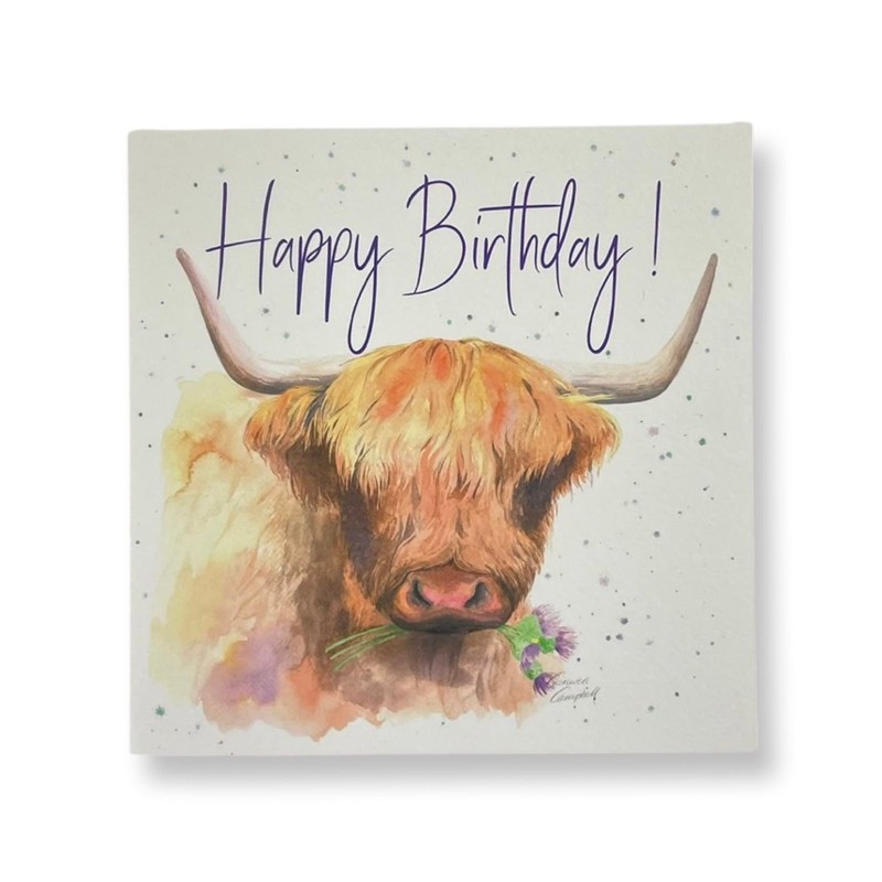 Highland Cow Quality Blank Birthday Card