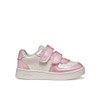 Geox B ECLYPER Girl A Sneaker, White/Dk Pink, 21 EU
