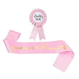 GDTO8820 CoolerthingssDG, Growing A Princess Baby Shower Pink Sash Daddy To Be Tinplate Badge Pin Kit