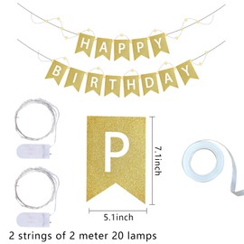 Happy Birthday Banner,6 Feet Large Gold Glitter Letters Birthday Sign Party Decorations Supplies for Men Women Hanging Bunting Garland Banners Yard Wall Door Backdrop Kids Baby Adults