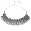 I Jewels Navratri Silver Oxidised Afghani Ghungroo Drop Choker Necklace