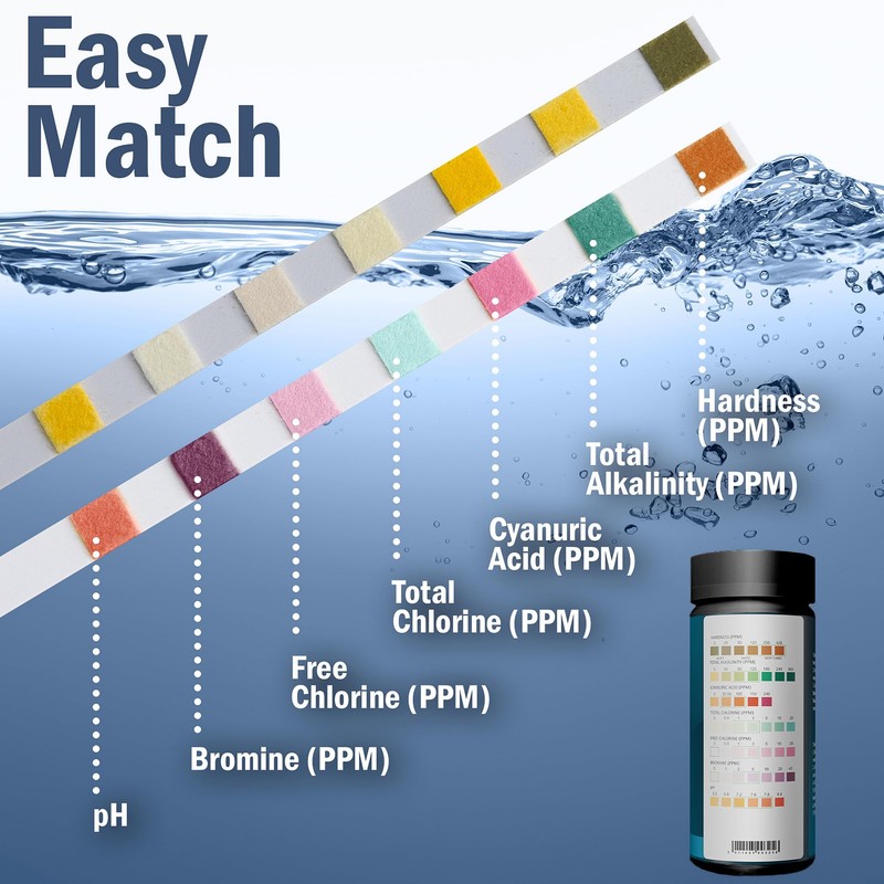 AQUAVERITY Hot Tub Test Strips, 100 Pool, Spa and Hot