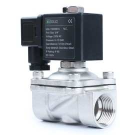 U.S. Solid Solenoid Valve Solenoid Valve Stainless Steel G 3/4 Inch 230 V AC Currentless Closed NC 0-10 Bar, Valve Electric for Water Air Diesel Kerosene Petrol