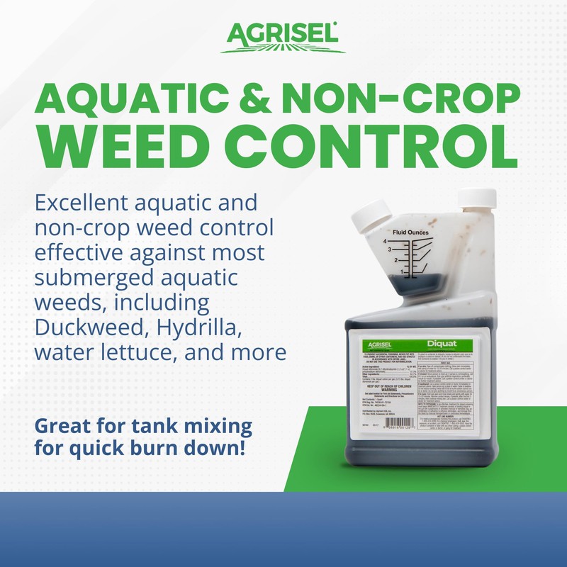 Diquat Weed Killer, Fast-Acting Formula for Aquatic and Landscape Weeds,