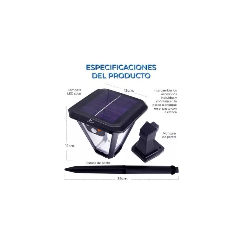 EG Lampara Farol Solar Automática 100 Led Luz Lluvia 4pck