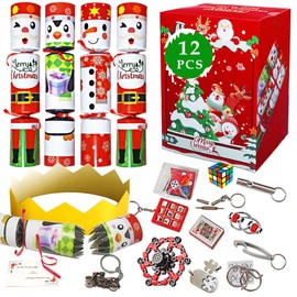 EUHQY 12Pack 10" Christmas Non-Snap Party Table Favors - Penguin Santa Claus Snowman Party Table Favors With Party Hat, Jake and Xmas Gift For Christmas Parties Dinners Holidays