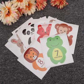 12 x Newborn Baby Monthly Stickers for 1-12 Months Milestone Memories Photo Props Children's Memories Stickers with Beautiful Cute Cartoon Animal