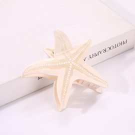 BVGA Sea Animal Hair Claw Clips Marine Life Starfish Seashell Pearl Crystal Claw Clips Cute Large Claw Hair Clips Beach Stylish Hair Accessories Gifts for Women Girls (Starfish-White)
