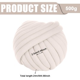 Arm Knitting Wool, 500 g/25 m Bulky Chunky Yarn, Tubular Yarn, Crochet Wool, Chunky Knitted Blanket, Chunky Wool for Hand Knitting, Arm Knitting, Icelandic Wool for Beginners (Cream)