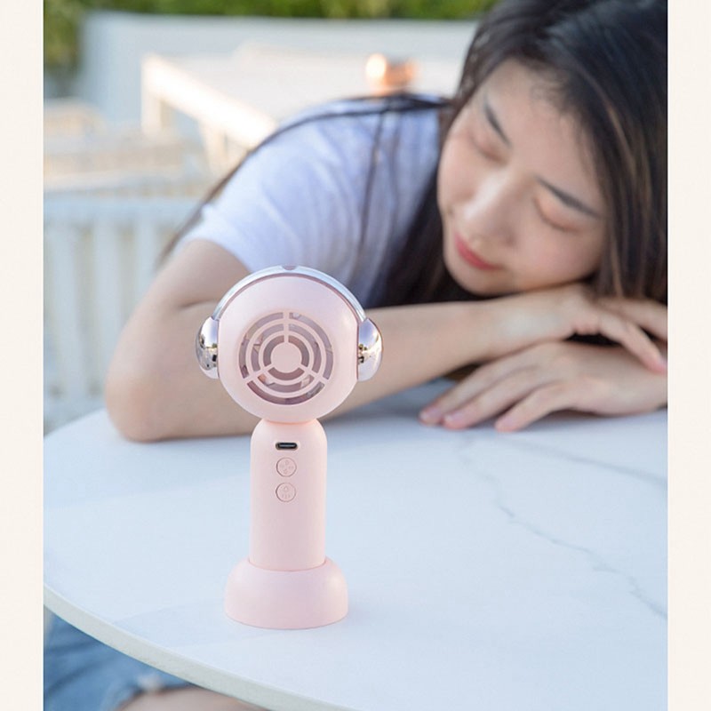 Portable Handheld Misting Fan Cute Cartoon USB Rechargeable Personal Fan