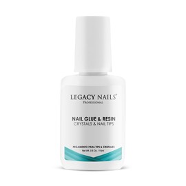 Legacy Nails Professional Nail Glue & Resin 0.5oz Brush-on; Ultra-Strong Adhesive for Nail Repairs, Tips & Extensions, Quick-Drying, Professional Quality, Long-Lasting Durability