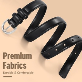 SANSTHS Women Leather Belt for Jeans Fashion Ladies Dress Belt With Single Prong Buckle, Black S