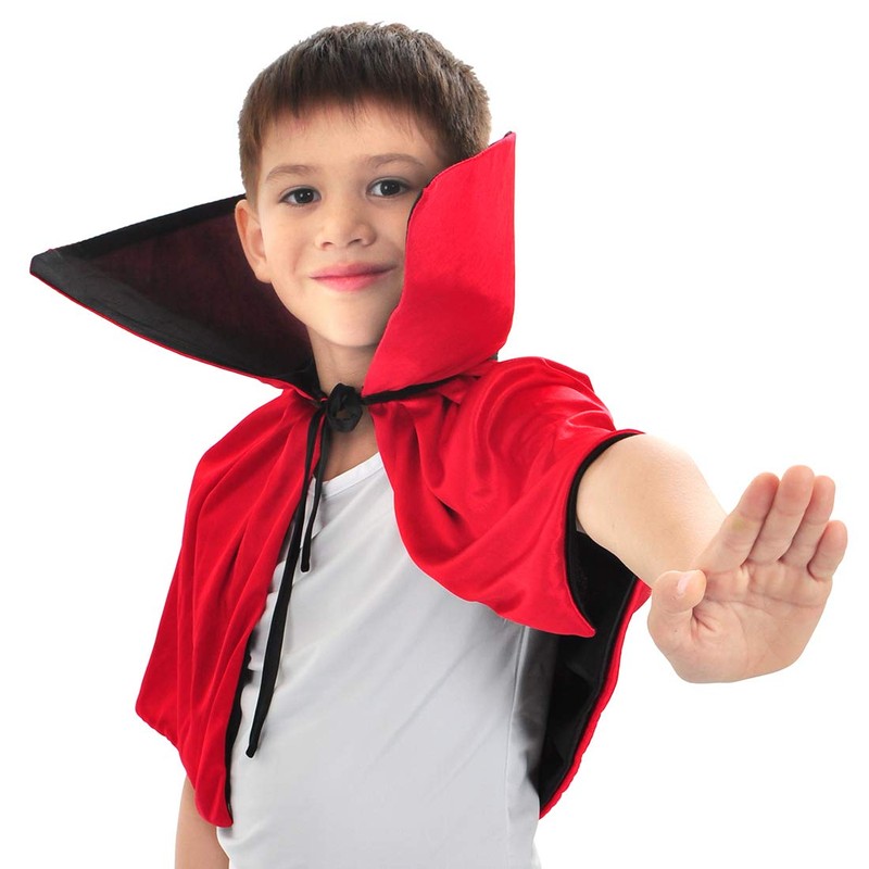 Coolchange Reversible Vampire Cape for Children with Stand-up Collar