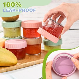 RowinsyDD 8 Pack Glass Baby Food Storage Containers, 4 oz Leakproof Baby Food Jars with Lids, Small Glass Food Containers for Infant Baby Food, Freezer Safe