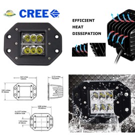 iJDMTOY Xenon White Flush Mount LED Pod Lamp Kit Compatible with Truck/SUV, Includes (2) 24W High Power LED Pod Lights, Behind Grille Mesh Metal Mount Brackets & Toggle Switch Relay Wiring