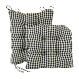 Klear Vu The Gripper Non-Slip Rocking Chair Cushion Thick, Includes Seat Pad & Back Pillow with Ties for Indoor Living Room Rocker, 17x17 Inches, 2 Piece Set, Gingham Black 2 Count