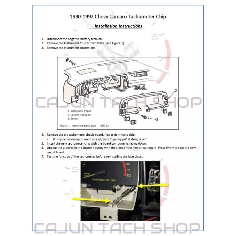 Cajun Tach Shop 1990-92 Camaro Tachometer Circuit Board (Tach Chip)