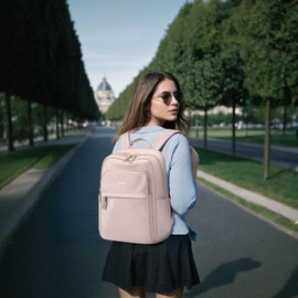 GOLF QUALITY Backpack Women's Laptop Backpack 14 Inch Waterproof Backpack Women's Large School Bag with Laptop Compartment for Work Travel Uni Teacher Bag, Rose Grey Daypack