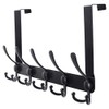SKOLOO Over The Door Hook - 5 Triple Hooks, Metal Door Coat Rack for Entryway, Over The Door Towel Hook for Bathroom, Black Door Hanger Hook for Coat, Clothes, Towel, Backpack