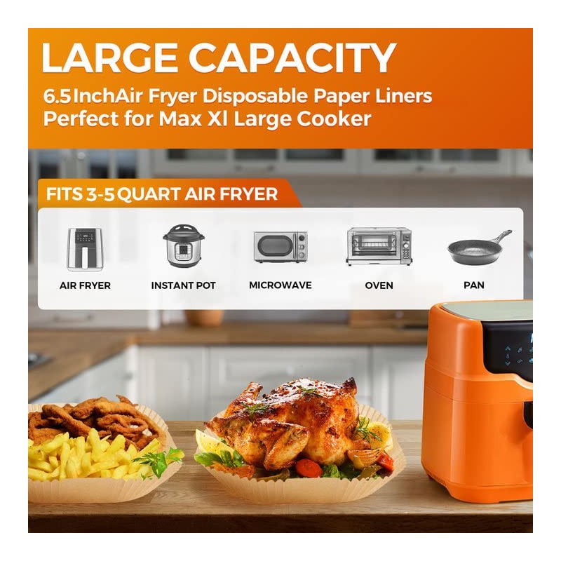 Air Fryer Paper Liners Disposable: 100PCS Non-Stick Air Fryer Parchment