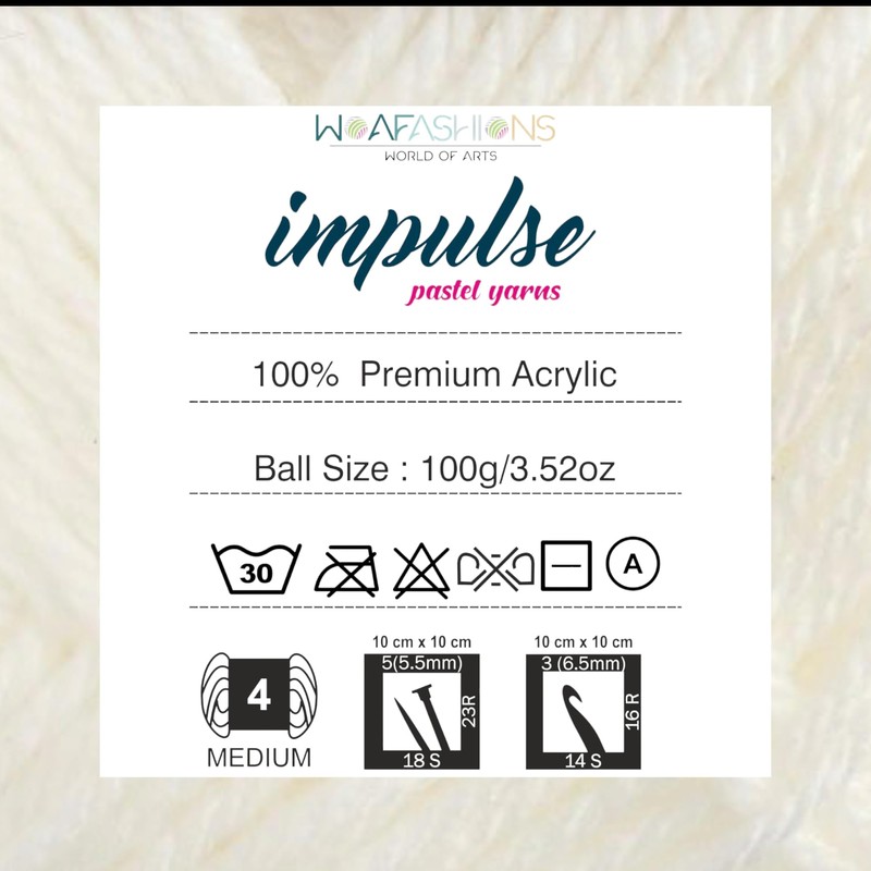 WOAFashions Impulse Hand Knitting & Crochet Yarn (White) (100gms /