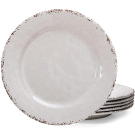 ZAROCRUS Classic Vintage White Melamine Dinner Plate Set, 11-inch Lightweight Round Kitchen Plates Set for Salad, Pasta –Unbreakable RV, Camping Dining Serving Dishes for Parties, Set of 6…