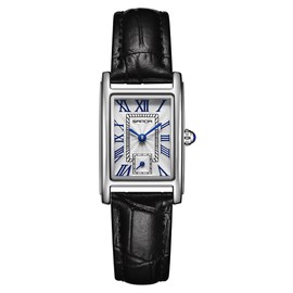 MASTOP Vintage Rectangle Women's Dress Watch with Leather Strap Classic Ladies Analog Quartz Business Watches Ultra-Thin Ladies Bangle Bracelet Watch Female (A Black Silver)