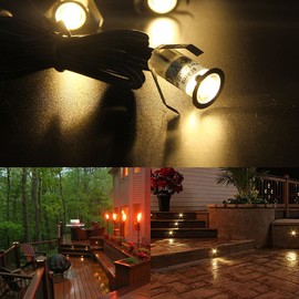 Set of 6 LED Floor Spotlights Mini Stairs Recessed Spotlights Diameter 18 mm 0.4 W IP67 Waterproof 7LM Recessed Floor Spotlight Outdoor and Indoor Lamp with 12 V Power Supply for Garden Patio Stairs