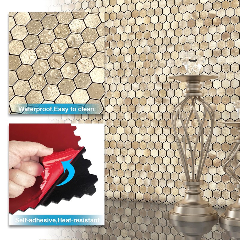 BeNice Peel and Stick Backsplash Kitchen Mosaic Tiles Penny Hexagon
