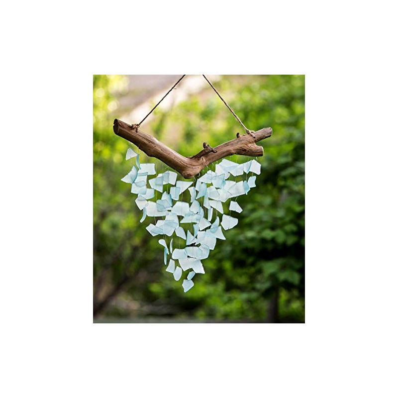 Handmade Raindrop Butterfly Recycled Glass Hanging Mobile Wind Chime Suncatcher
