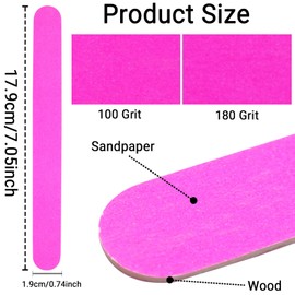 Disposable Professional Double Sided Nail Files, 100/180 Grit Wooden Nail File, Fingernail Buffers Styling Tools Manicure Tools Toenail Grinding Files Pet Grooming Tool (Rose Red, 50Pcs)