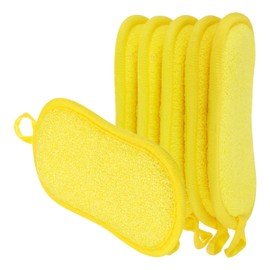 sourcing map Multipurpose Kitchen Dish Sponge Scrubber, 5 Pcs Non Scratch Microfiber Sponges Scouring Pads Sponges Scrub for Washing Dishes Cleaning Kitchen, Yellow