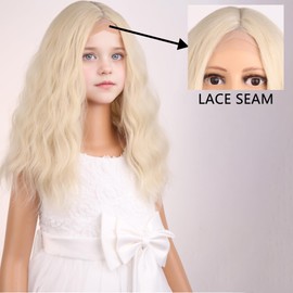 WTHCOS Blonde Wig for Kids Girls Seam Lace for Kid Short Curly Wavy Heat Resistant Synthetic Wigs for Daily Use With Wig Cap(Blonde)