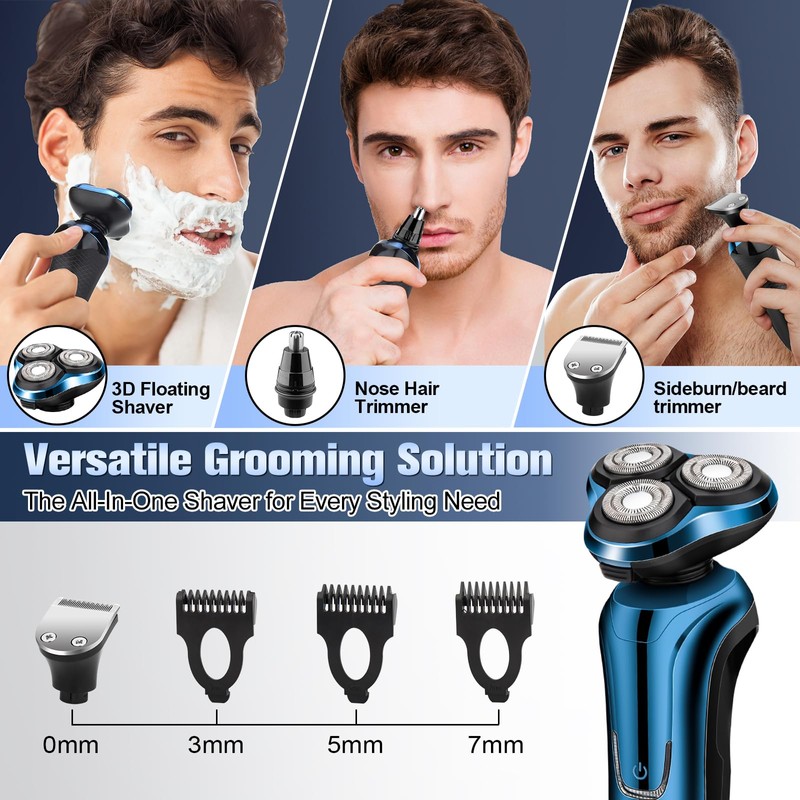 Electric Razor for Men, Men's Rotary Shavers, Waterproof,Wet and Dry