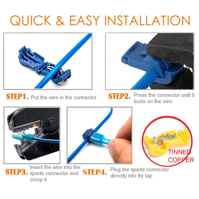 FONGLUAN 120pcs T-Tap Quick Splice Wire Connectors 24-10 Gauge Quick