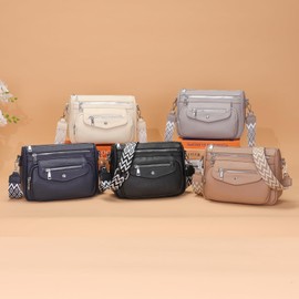 YISUOHOOM Women's Shoulder Bag, Medium Handbag, Women's Crossbody Bag, 5 Pockets, 7 Compartments, gray