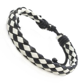 Stands Out, Supplying Outstanding Gifts Whirlybird Black & White Braided Bracelet – Faux Leather Adjustable Wristband for Men, Women & Kids