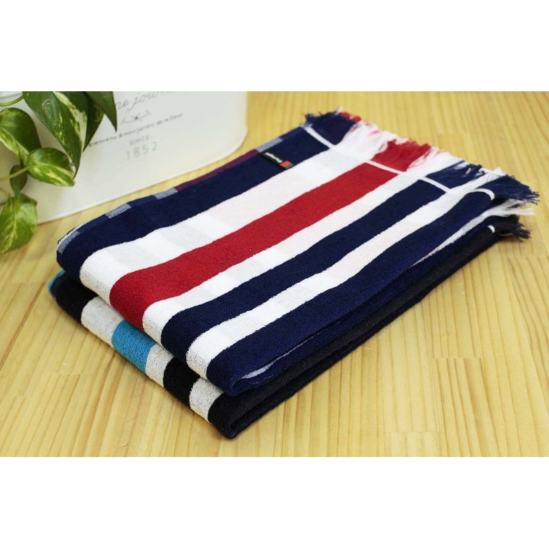 Bath Towel Porto White & Check Blue 60x120cm BE700301 Made