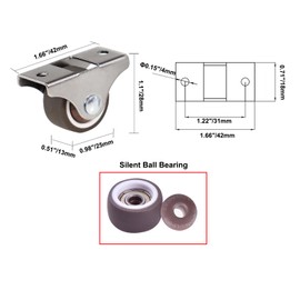 Mini Fixed Caster Wheels 1-inch Mini Caster Wheels, Set of 4, Steel Frame with TPE Rubber, for Small Furniture ﻿