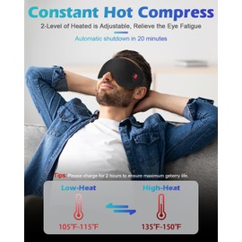 Silk Cordless Heated Eye Mask, Washable Heat Eye Compress for Dry Eye Electric Eye Heating Pad Warm Eye Mask for Eye Fatigue Stye Sinus Blepharitis MGD Gifts for Men Women